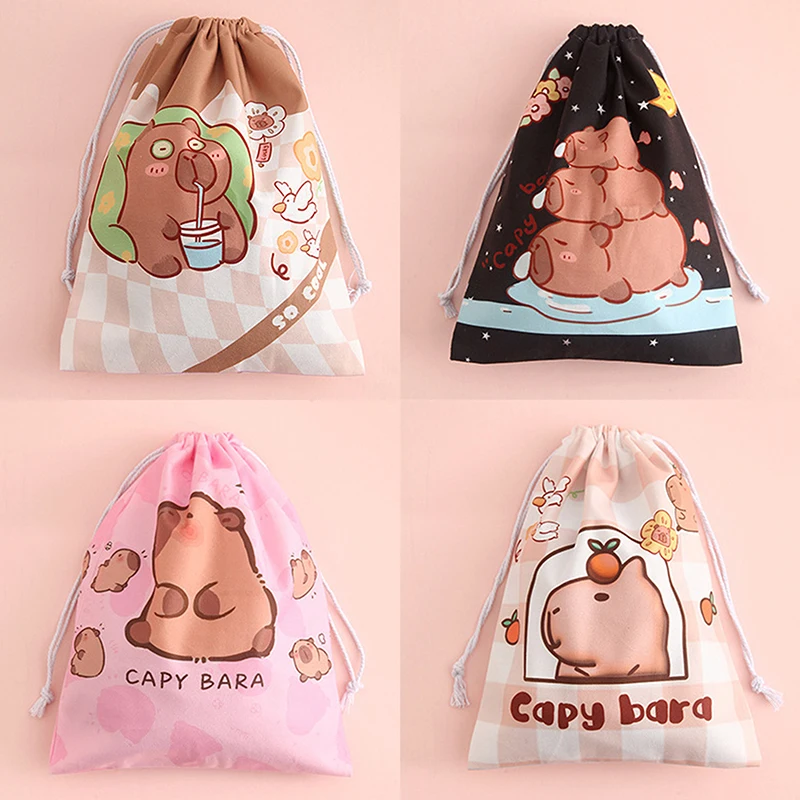Cute Capybara Travel Drawstring Tote Storage Bag Organizer Bag Underwear Toy Handbag Storage Cartoon Birthday Gift