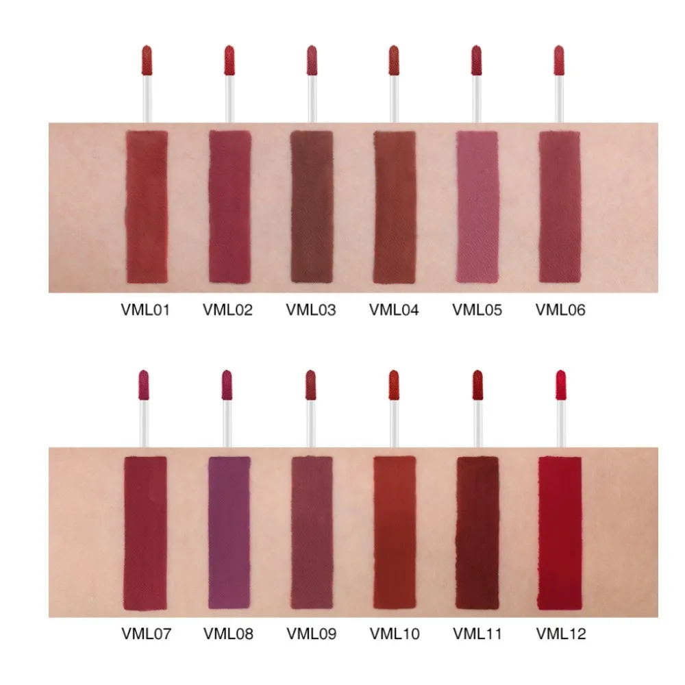 12-Color Velvet Matte Liquid Lipstick Set 5