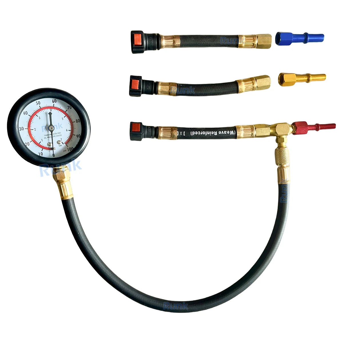 Fuel Pressure Tester Kit 0-100PSI 3-Size Adapters Fuel Pump Pressure Tester Multiple Connection Methods for Car Truck Motorcycle 5