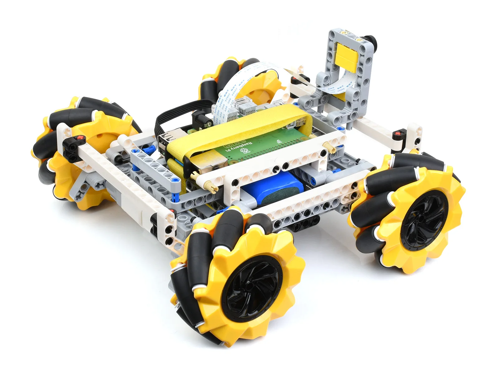 Kit Waveshare BuildMecar, robot Smart Building Block con ruote Mecanum, fotocamera da 5 MP, basato su Raspberry Pi Build HAT - immagine 4