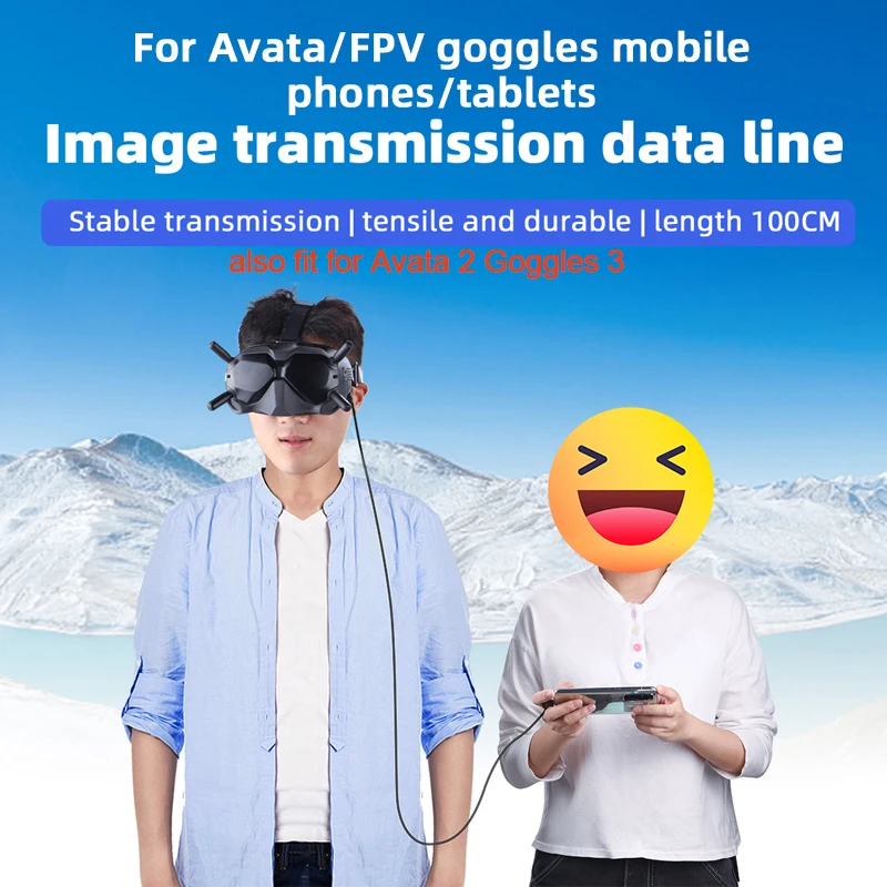 Câble de transmission image DJI Avata 2 / FPV V2 – Adaptateur USB-C vers Type-C, vue latérale de la connectique.