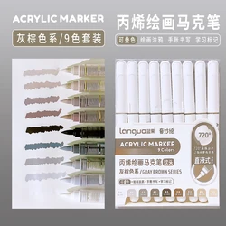 Aesthetic Acrylic Brush Tip Highlighter Markers Set (F)