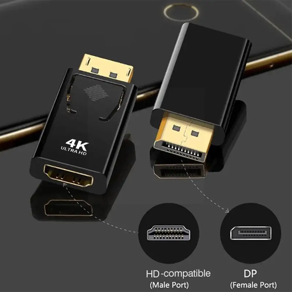 4K 디스플레이 포트-HDMI 어댑터 변환기, 디스플레이 포트 Male DP-HDMI Female HD TV 케이블 어댑터, PC 프로젝트 L6D6 용 비디오 오디오