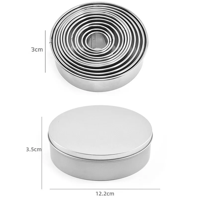 Stainless Steel Pottery Clay Tools Round Ceramic Polymer Clay Cutter Molds 12Pcs/Set Handmade Tools