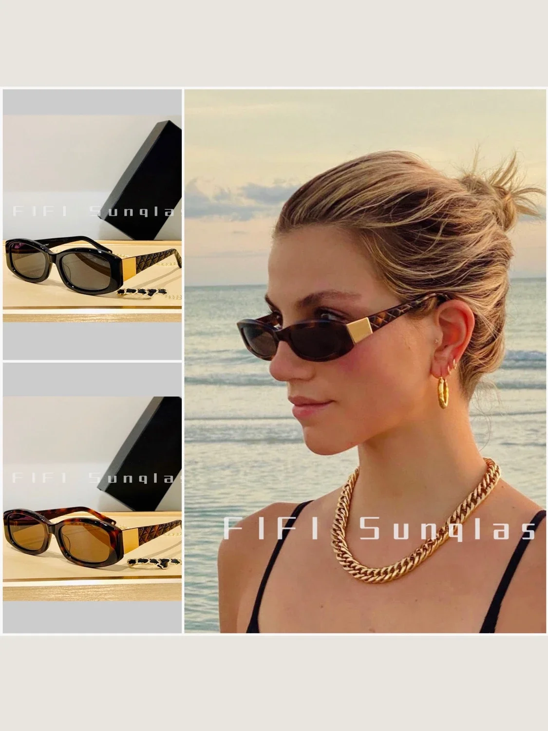 

Medieval sunglasses, diamond grid metal legs, fashionable niche French sunglasses for women
