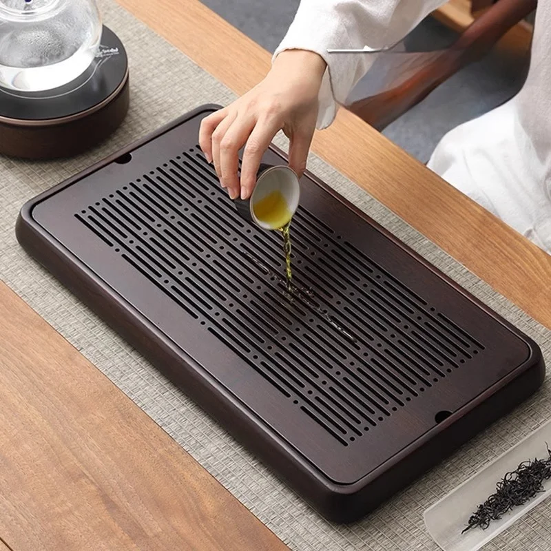 GIANXI Home And Kitchen Wooden Tray Rectangle Bamboo Tea Tray For Chaban Tea Table Coffee And Tea Tools Decorative Tray