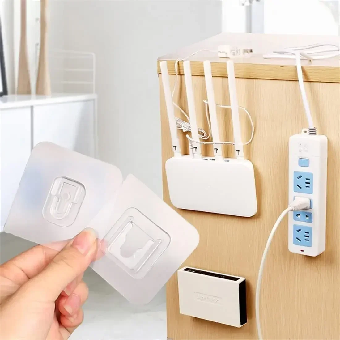 Self Adhesive Wall Hooks Double-Sided Self Adhesive Wall Hooks Strong Sticky Transparent Traceless Kitchen Bedroom Storage Holders