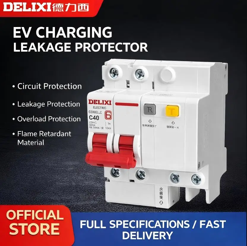 DELIXI RCBO Circuit Breaker CDB6LEi, 2P 220V Upgraded DZ47SLE Leakage Protection with CE Certification