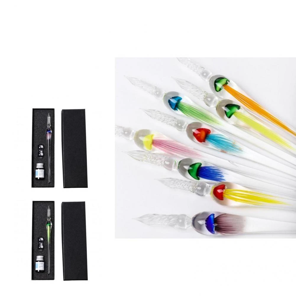 Productief tekort Versterken 1 Set Glazen Pen Uitstekende Tekening Kalligrafie Glas Pen Kit Mooie  Ergonomische Handvat Dip Pen|Vulpennen| - AliExpress