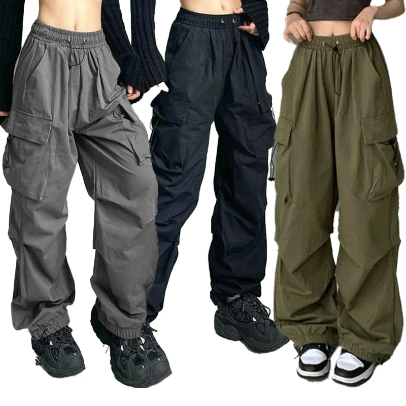 2023 New Fashion Loose fitting Workwear Pants Women's Sports Pants Multi Pocket Solid Color Sports Pants Street Casual Pants summer workwear jeans street fashion baggy jeans micro flare jeans loose hip hop man pants jeans for men men s clothing