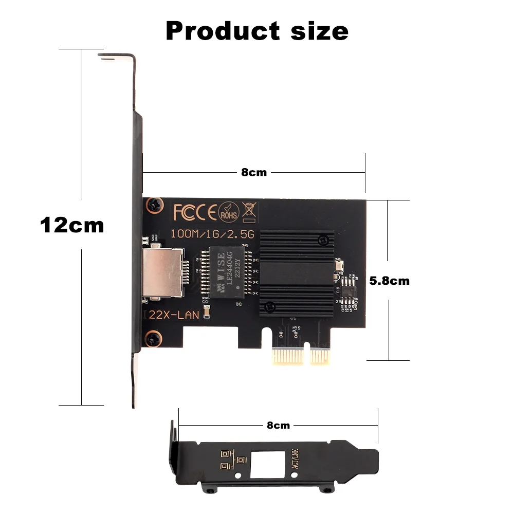 

PCIE to RJ45 network card 100/1000/2500Mbps RJ45 interface LAN Ethernet Gigabit adapter suitable for PC/Desktop For Win