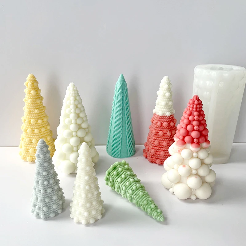 Knitted Bubble Ball Christmas Tree Silicone Candle Mold DIY Candles