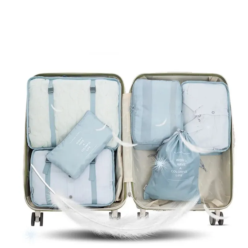 Rilibegan Polyester Travel Storage Bag Set Foldable Toiletry Bag Clothing Storage Cinching Travel
