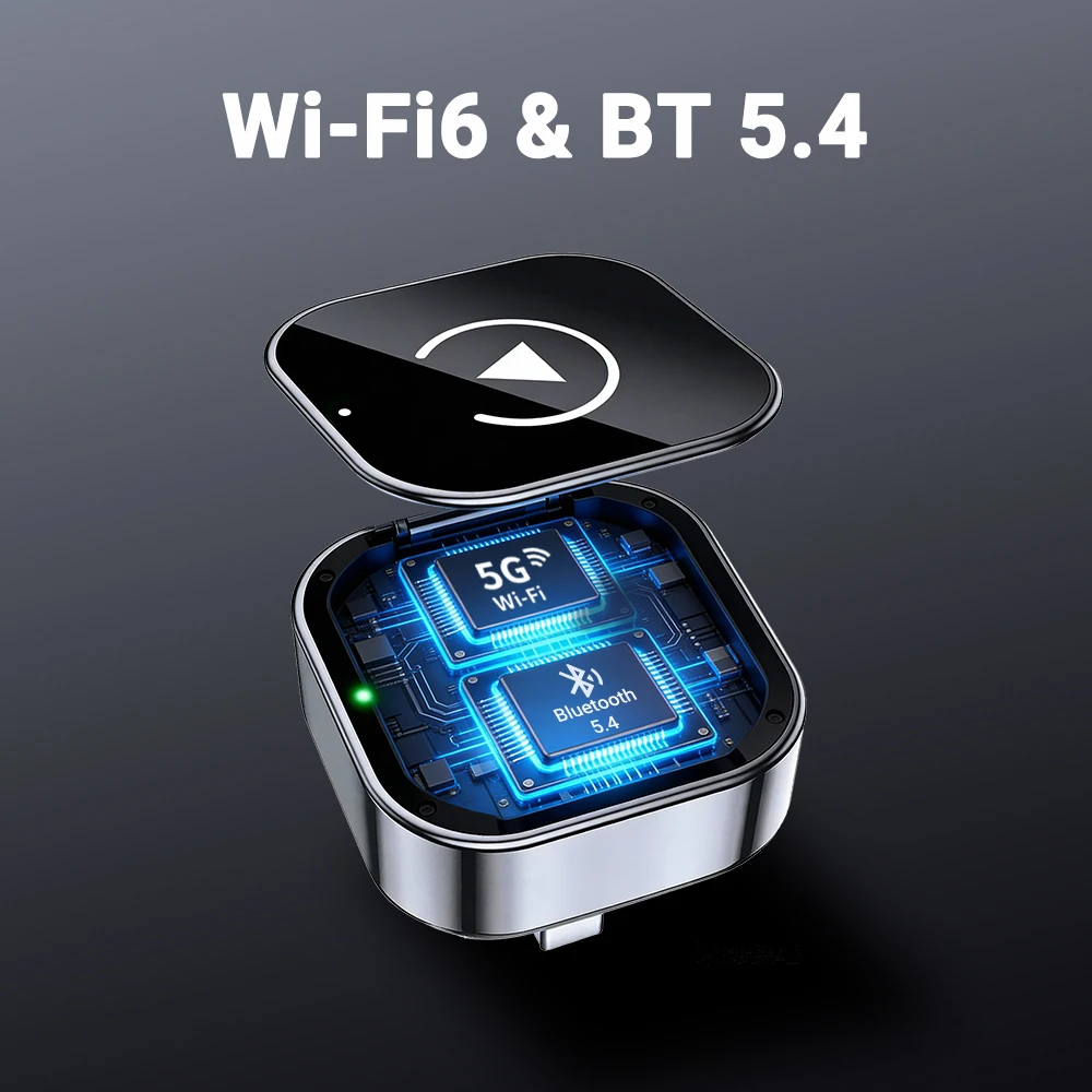 2in1 Mini Wireless CarPlay and Android Auto Adapter 5GHz WiFi Type-C/USB Plug and Play Smart Box for Car Accessories Dongle