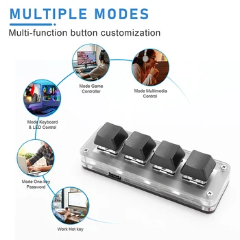 3 Key 1 Knob/4 Key Programming Macro  Knob Keyboard RGB Wired USB Photoshop Gaming Keypad Red Switches Mechanical Macropad 4