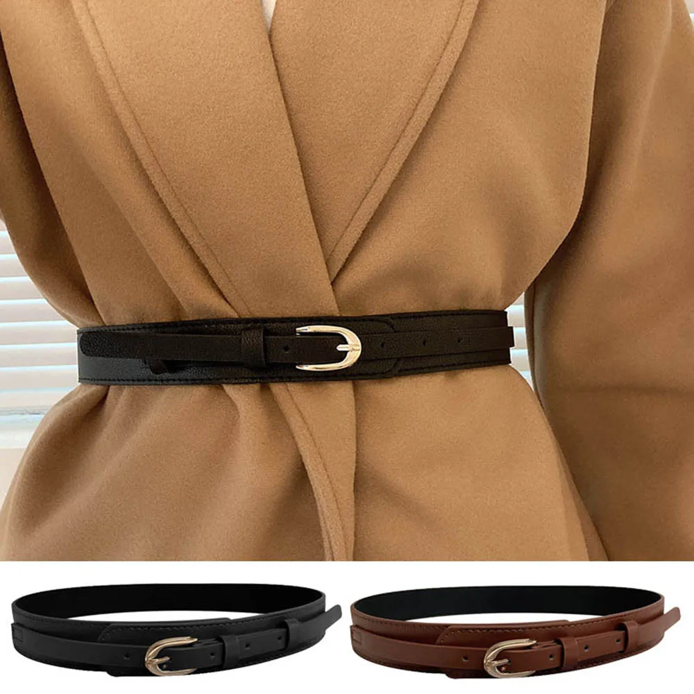 

Lady Dress Coat Decorative Waistbands Adjustable Slim Belt Women PU Leather Belt Skinny All Match Solid Color DIY Waist Straps