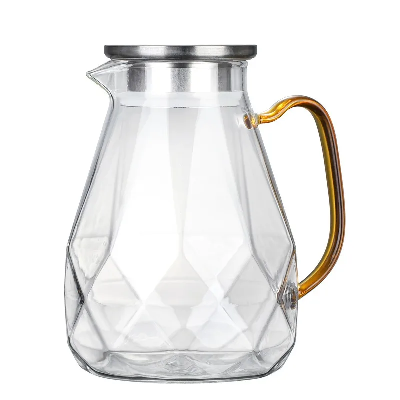Fashionable Light Luxury Diamond Glass Tea Set Teapot Hot Cold Water Jug Transparent Coffee Pot Kettle Water Bottle