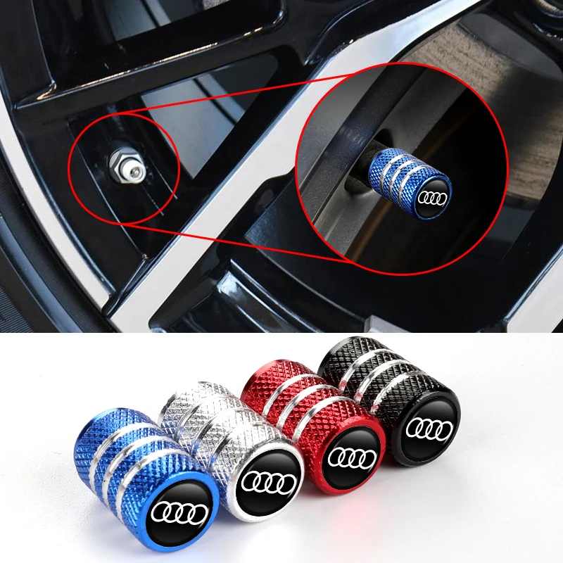 Car Wheel Valve Caps Car Wheel Tire Valve Caps Tyre Rim Stem Covers Airdust Waterproof For Audi A1 A3 A4 A5 A6 A7 A8 Q2 Q3 Q5 Q7 Q8 Quattro RS6 RS7