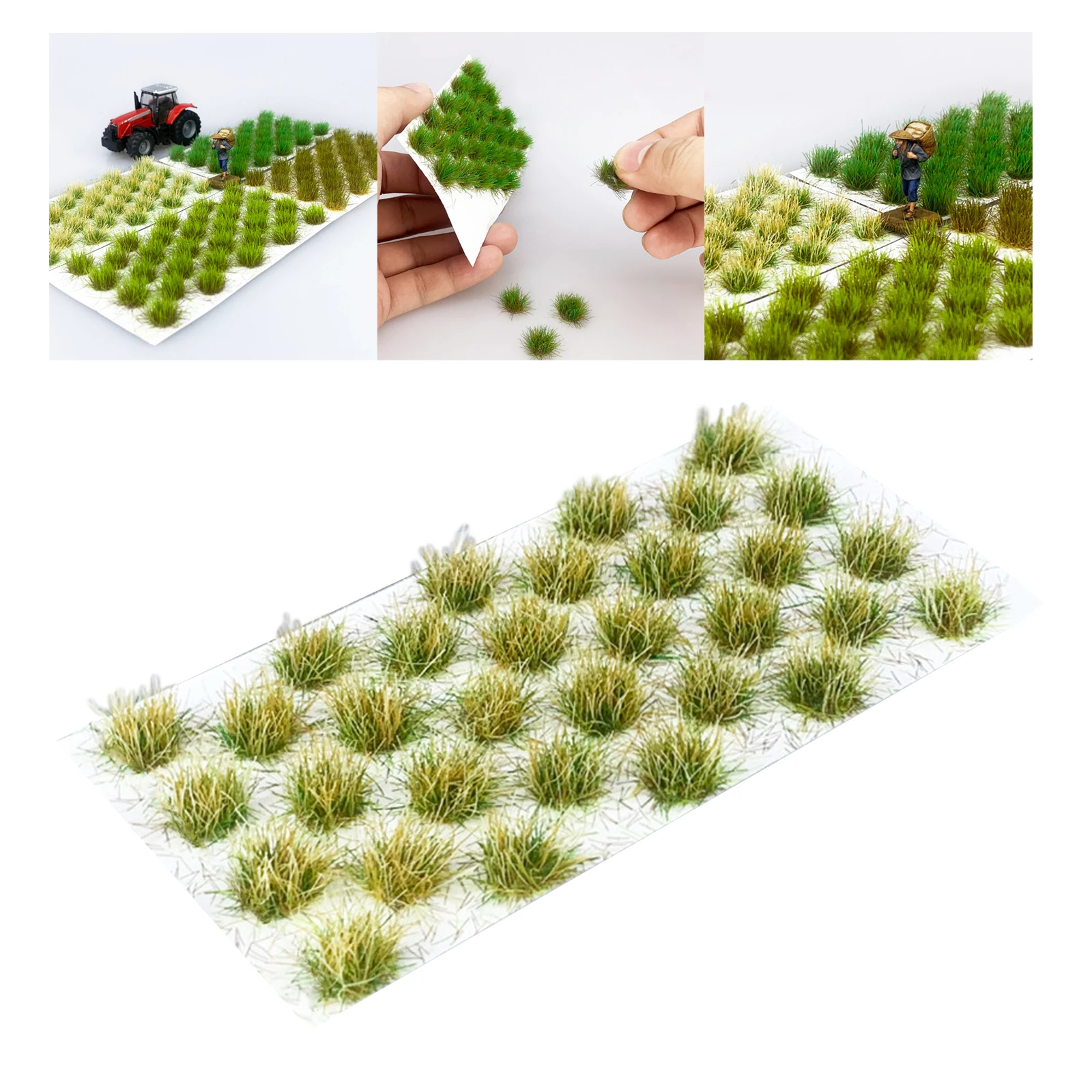 Warmtree 63 Pcs Static Grass Tuft Model Grass Tufts Railway Artificial  Grass Bushy Tuft Red Flower Cluster Vegetation Groups for Train Landscape