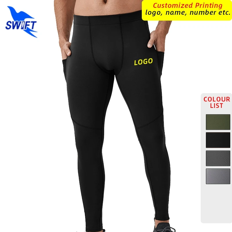 Customize Men Running Leggings Quick Dry Gym Sport Tights Man Compression Fitness Pants Crossfit Training Sportswear