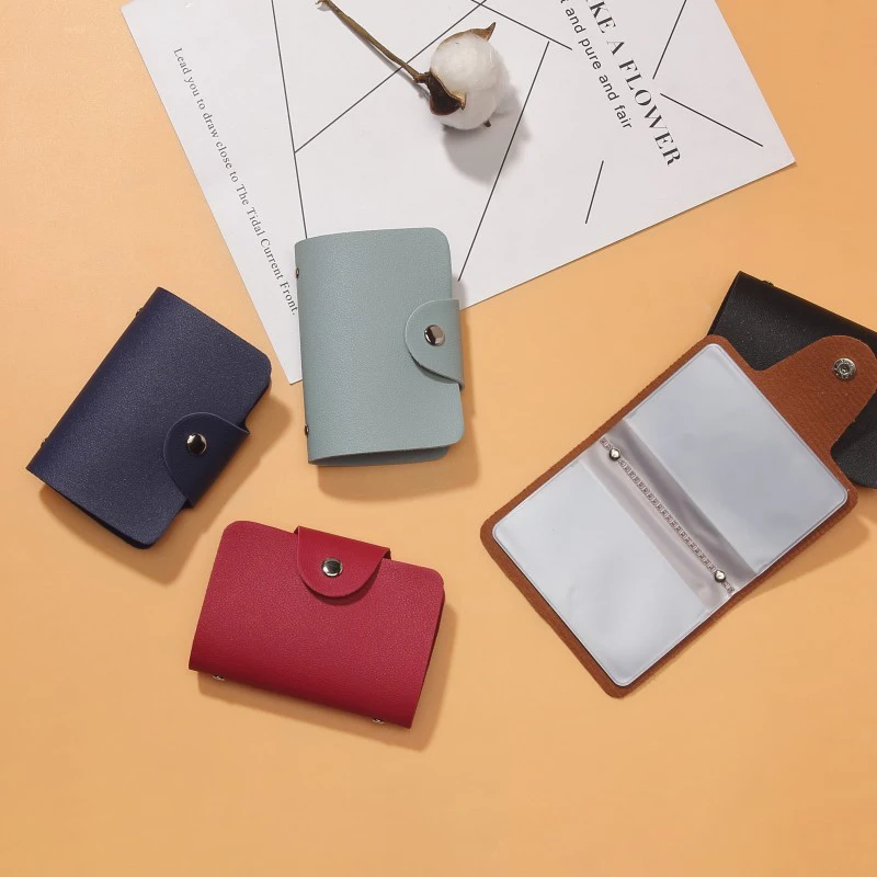 Bits Card Holder Bag Simple Solid Color Pocket Case Women Men Credit ID Card Organizer Luxury Leather Cardholder Wallet 24 Slots leather wallet wallet card holder card holder credit card holder credit card wallet card wallet id card holder id card case wallet card bag business card holder