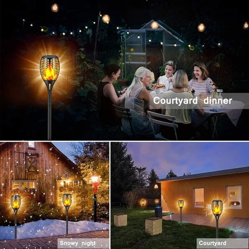 Description Picture 5 of item4/2/1Pcs Solar Flame Lights Torch Flickering Light Waterproof Garden Decoration Outdoor Lawn Tiki Led Path Yard Patio Floor Lamp