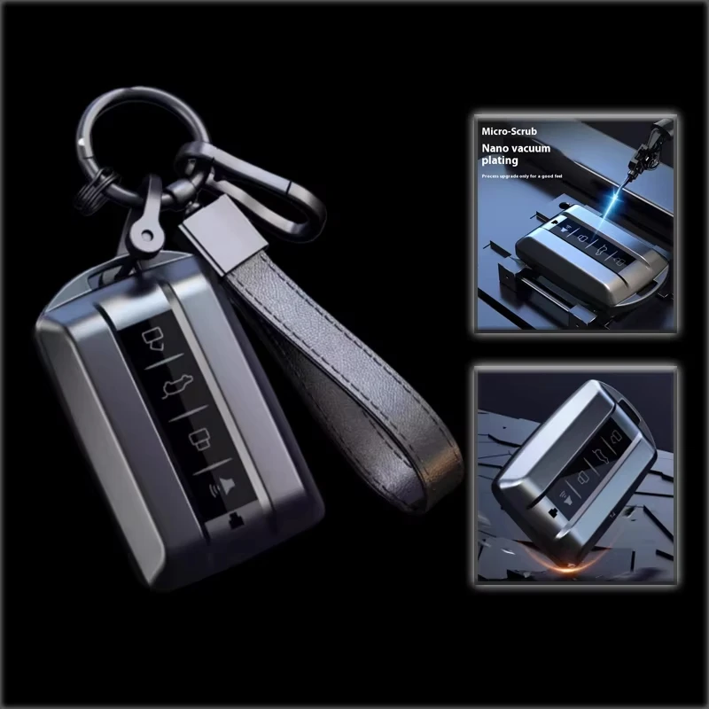 Titanium Gray Remote Car Key Cover with Keychain Accessories