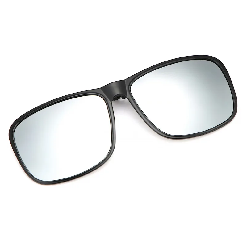 Clip-On Polarized Square Sunglasses for Men - Flip-Up Frames with Night Vision Color Lens