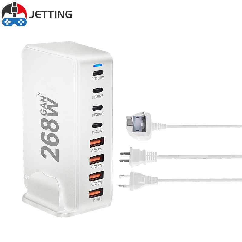 

Настольное устройство для быстрой зарядки, 268 Вт, 8 портов, PD GaN, PD3.0, QC3.0, для MacBook Pro/Air IPad