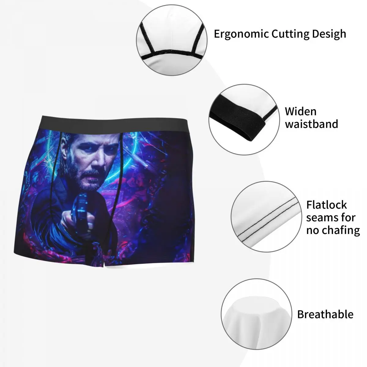 Male Cool Keanu Reeves Underwear John Wick Boxer Briefs Soft Shorts Panties Underpants 5