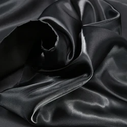 Glossy Metallic Liquid Luxury Satin Fabric in Pink, Green, and Blue for Dress and Suit Design (Black)
