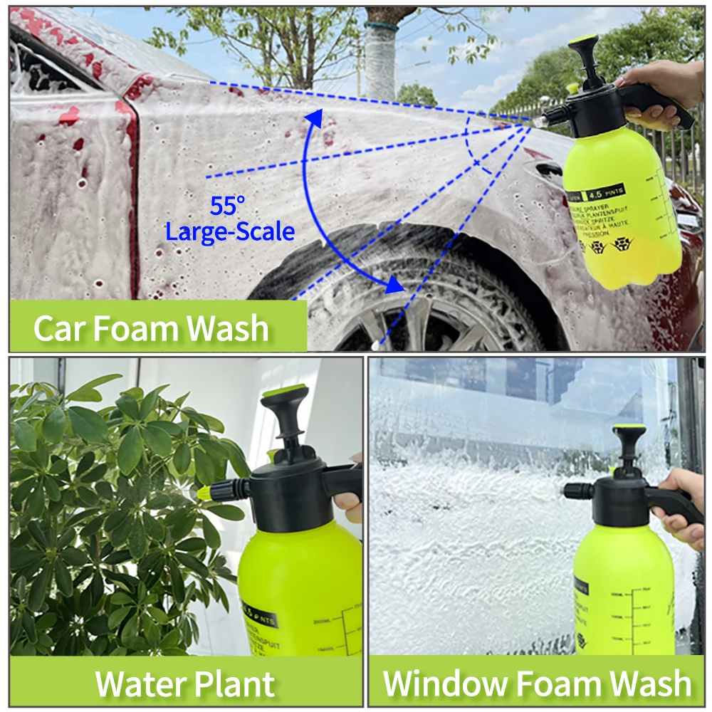 2000 ML Hand Pump Foam Sprayer Car Wash Hand Foam Watering Can Sno