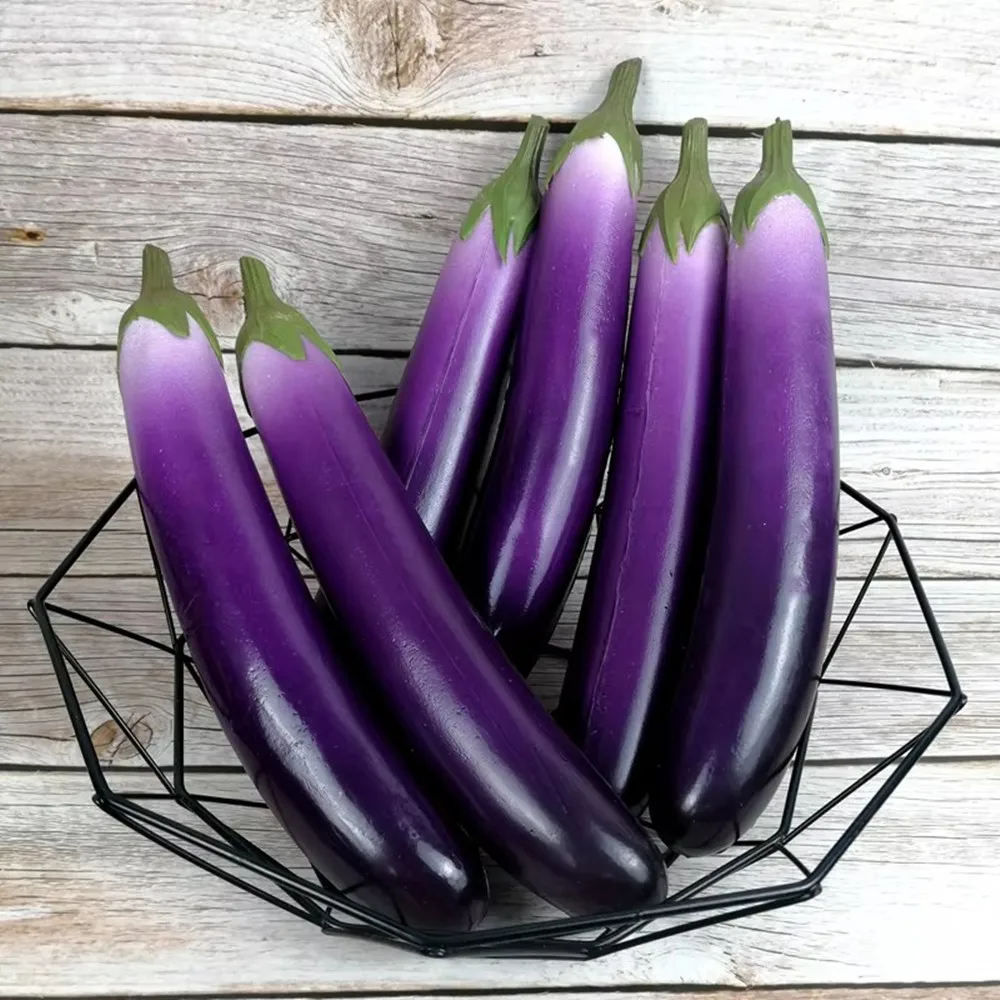 Simulation Eggplant Model Vegetable Decoration Artificial Eggplant Props PU Plastic Soft Ornaments