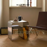 Table à thé nordique en acier inoxydable, Table de chevet minimaliste, canapé moderne, Table d'appoint d'angle pour chambre à coucher, bureau basse 1