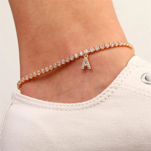 Chain Bracelet Rose Gold Initial Anklet Initial Anklet