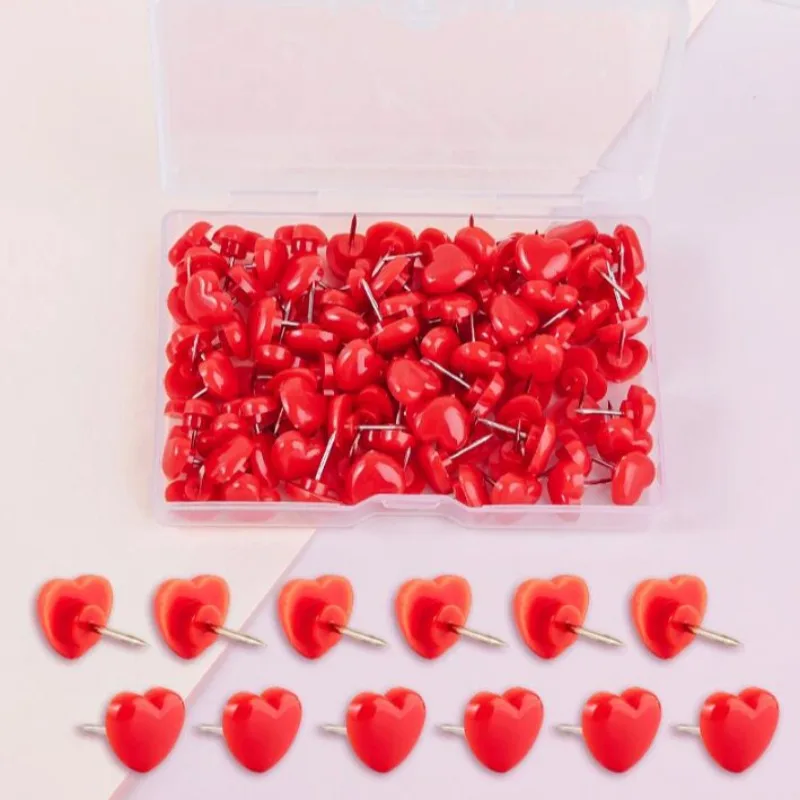 50-Piece Pink Heart-Shaped Push Pin Set