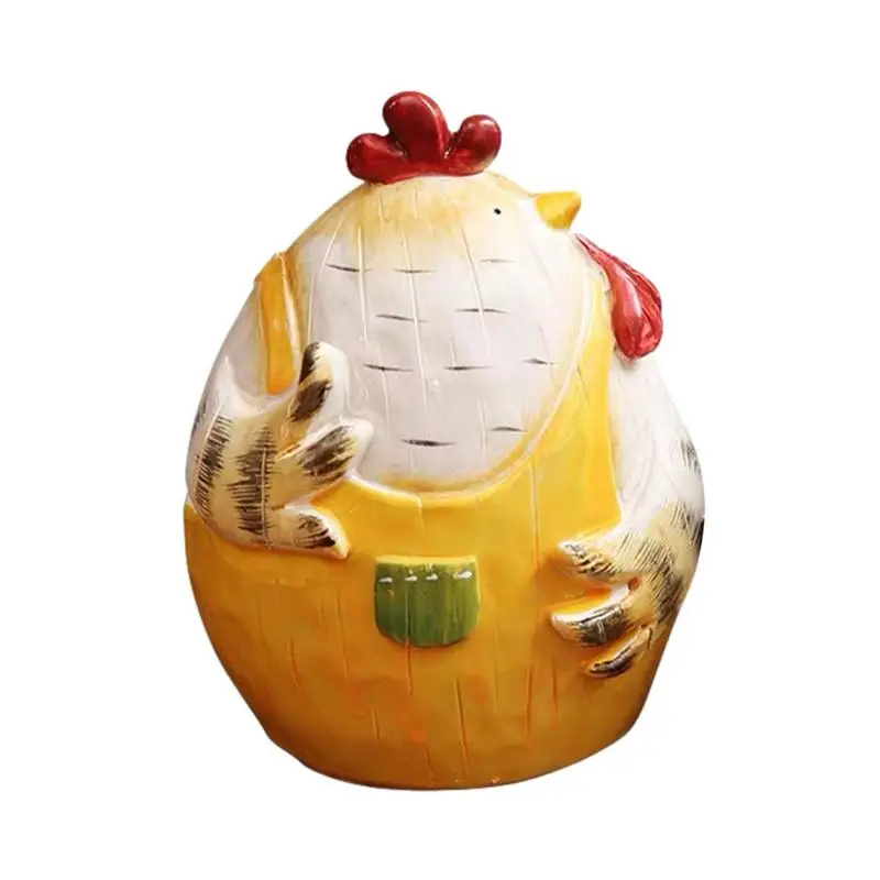 Chicken Hen Statue Retro Easter Chicken Figurine Resin Chicken Desk Decor Spring Chicken Decoration Indossando Bei Vestiti