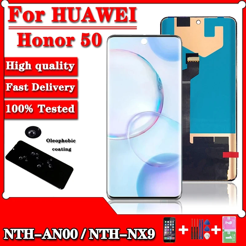 Nuovo Schermo Da 6.57 ''Per Huawei Honor 50 Honor50 Nth-An00, Nth-Nx9 Display Lcd Touch Screen Digitizer Assembly Con Cornice