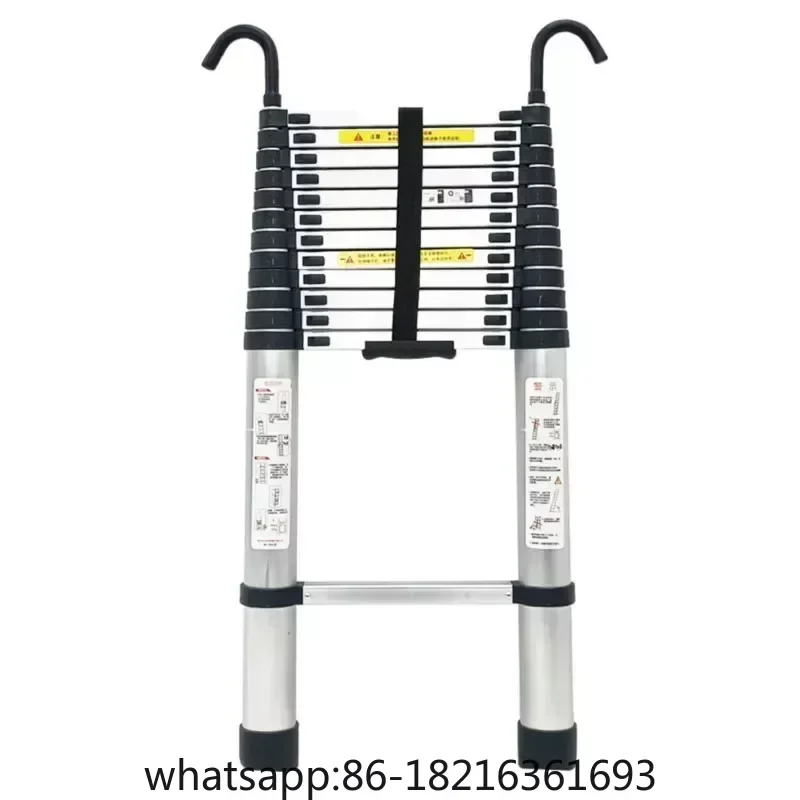 1.5M 1.9M Aluminum Alloy Ladder Portable Telescopic Household Folding Lifting Hook Pedal Single Ladder Indoor And Outdoor