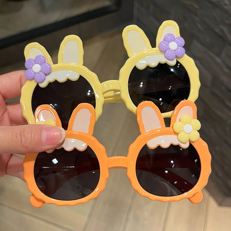 Children Fashion Bow Rabbit Sunglasses Baby Girls Cute Floret Outdoor Sun Protection Sun Glasses Kid Eyewear Photo Prop
