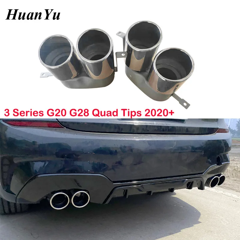 1pair G20 G28 Quad Exhaust Tips for BMW 3 Series G20 G21 330i 325i M340i 2020 2021 2022+ Muffler