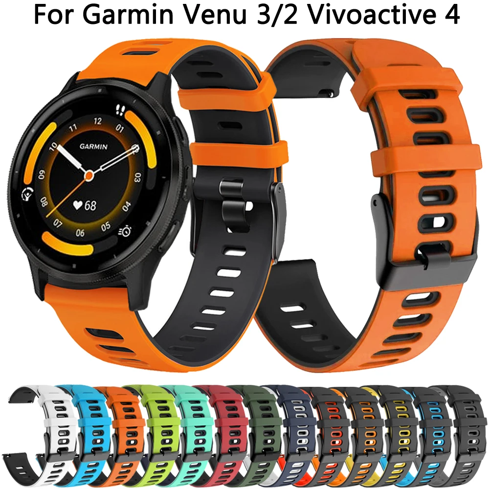 

22mm Silicone Strap Belt For Garmin Venu 3 2 Vivoactive 4 Sports Bracelet Forerunner 745 965 255 265 Watch Band Wristband Correa