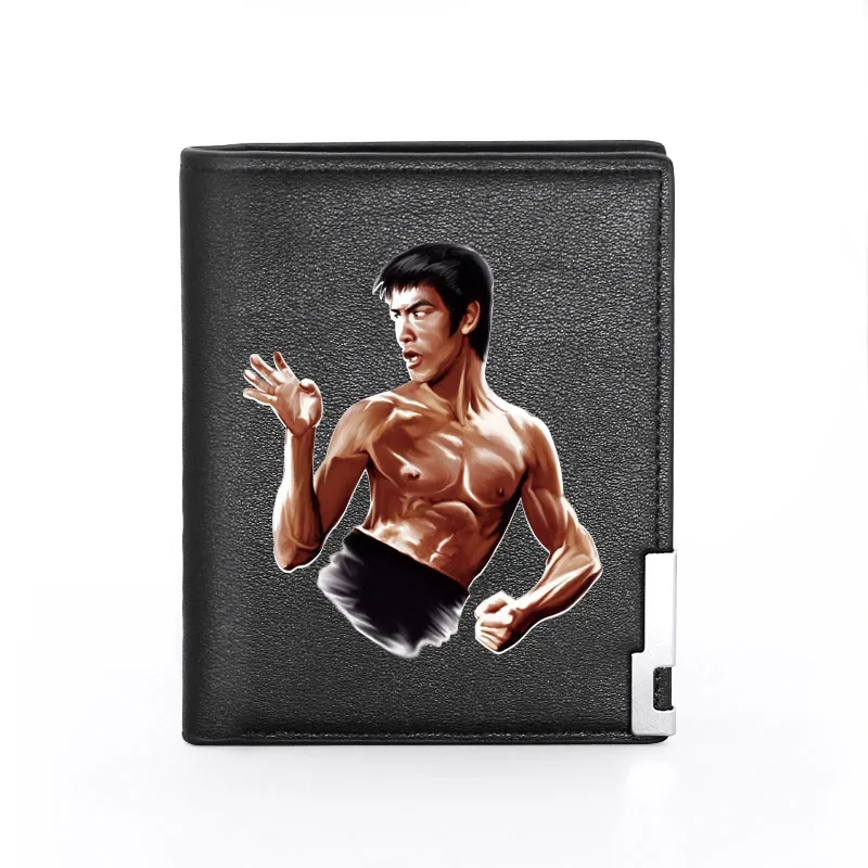 

Classic Kung Fu Bruce Lee Design Cover Men Women Leather Wallet Billfold Slim Credit Card/ID Holders Inserts Short Purses