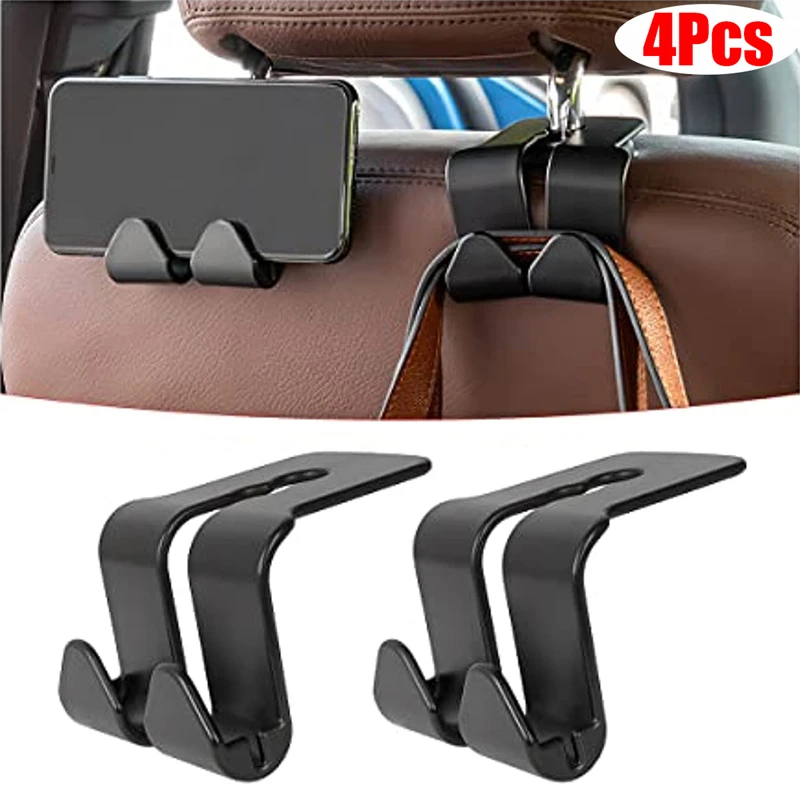 4Pcs Double Head Hooks Car Seat Back Hanging Holder Interior Hook Organizer  Back Seats Headrest Hanger Hook Car Accessories - AliExpress