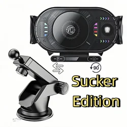 Universal 15W Wireless Car Phone Charger Holder with 360° Rotation (RGB Air Vent Sucker)