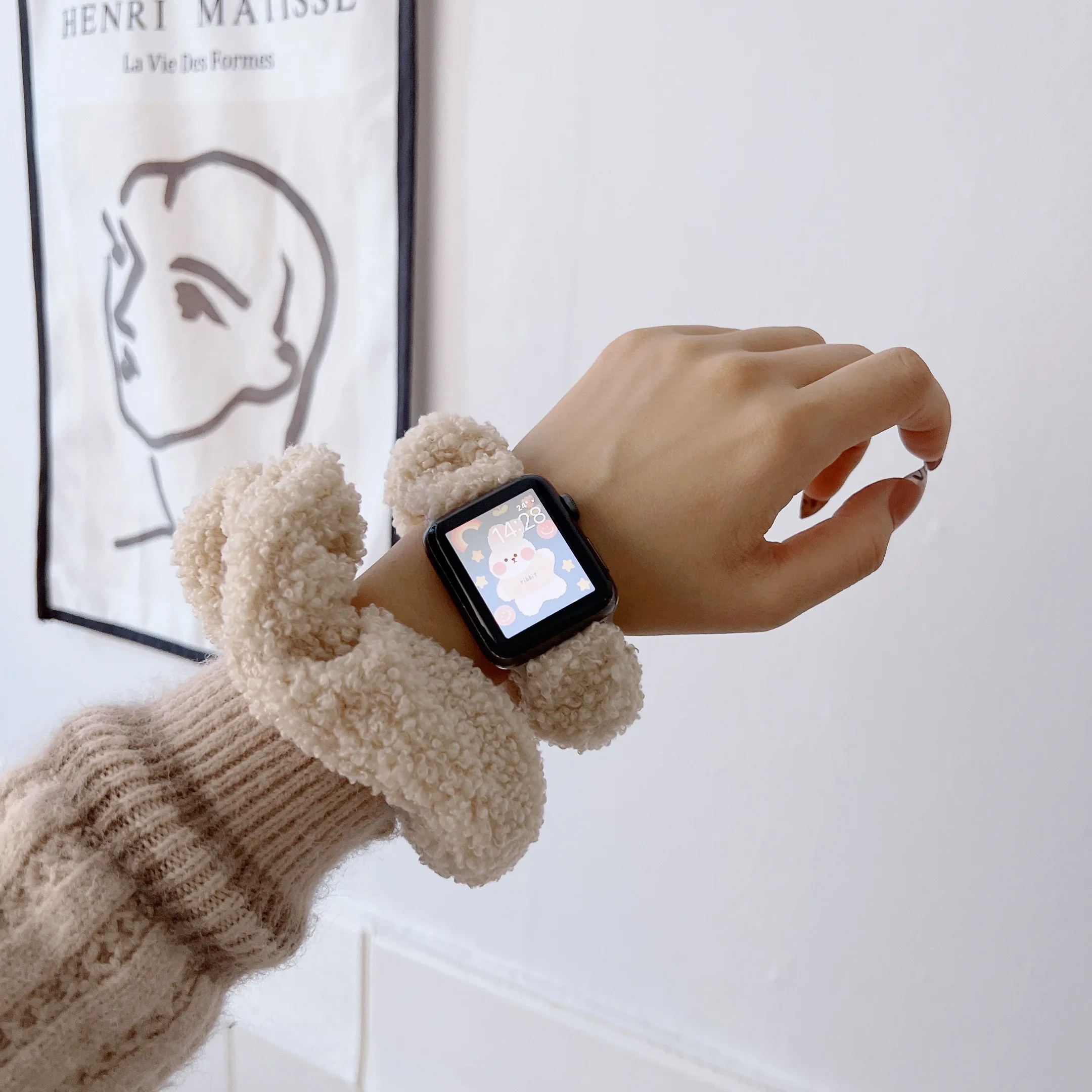 40 мм 44 для Apple watch цветной кудрявый плюшевый ремешок SE7 6 5 4 iwatch Φ Band 3 2 1 38/42 41 45 Correa |