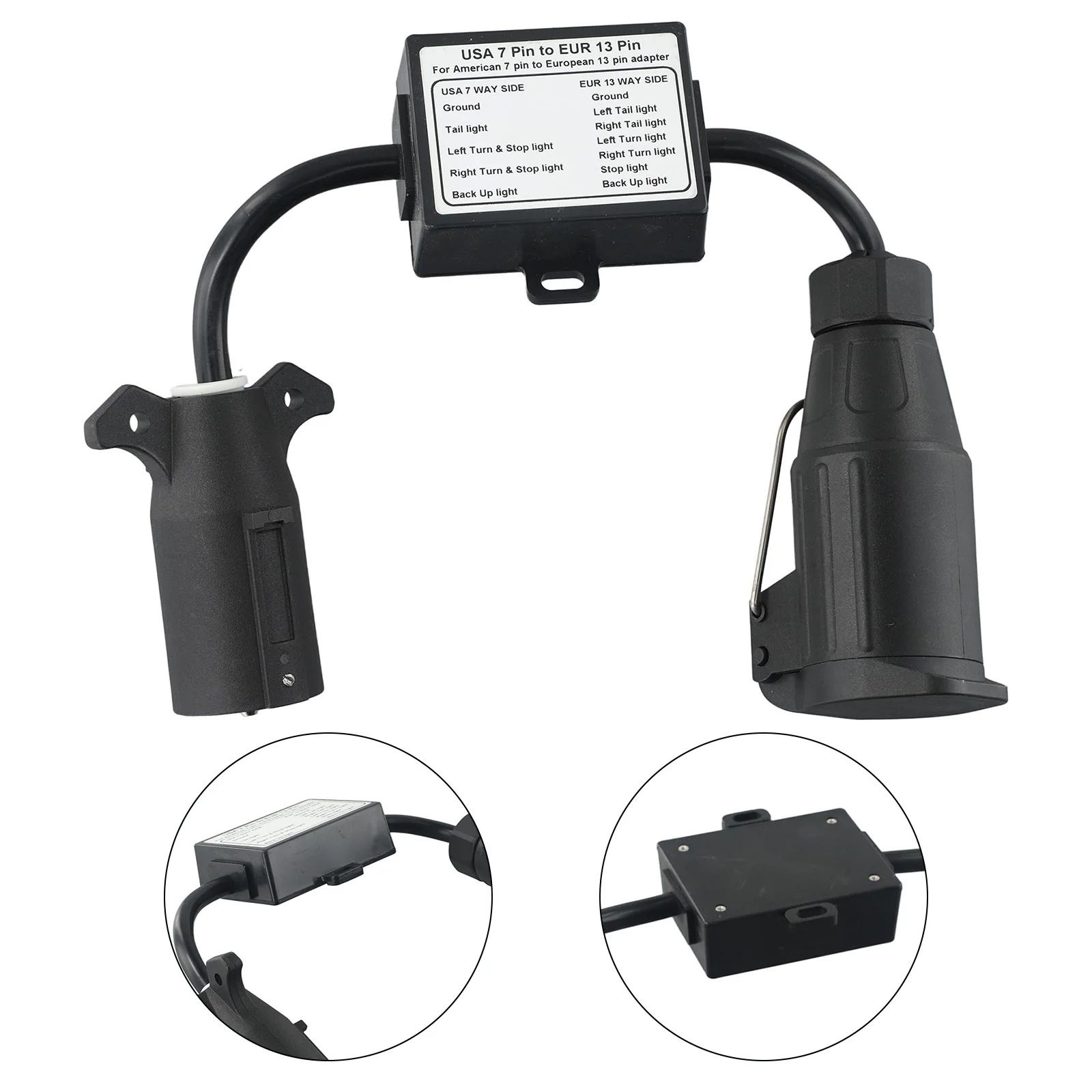 Car Converter US 7-Way Plug To EU 13-Pin US 7 Way to EU 7 4 to EU7 Round Connector Trailer Light Accessories