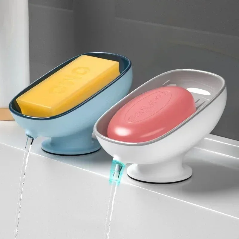 Super Suction Cup Soap Dish with drain water For Bathroom Soap Holder Kithcen Sponge Holder Soap container Bathroom Supplies 2