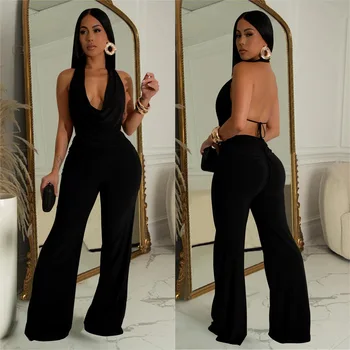 European and American fashion women's clothing sleeveless deep V pants set, two pieces of trousers