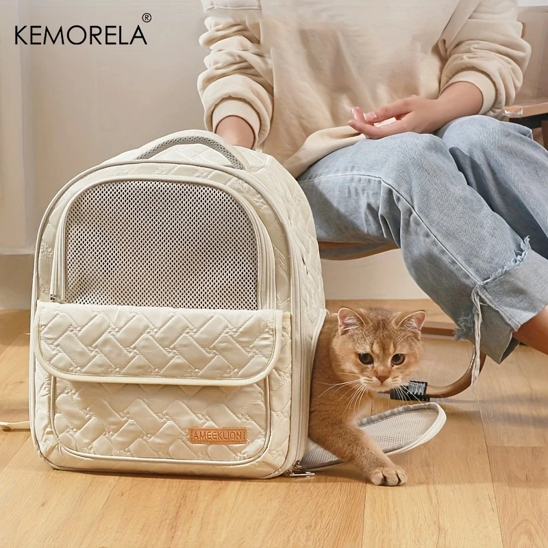 Cat Backpack Straps Breathable Portable Cat Bag Transport Foldable Small Dog Outing Pet Backpack